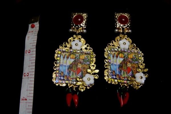 SOLD! 1893 Italian Tile Sicilian Lemon Print Chilly Studs - Image 2