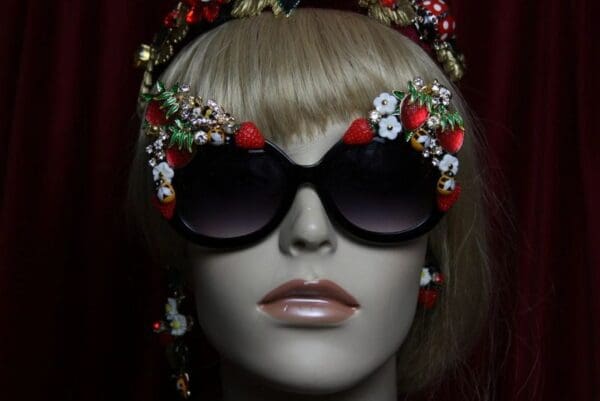 SOLD! 1909 Strawberry Baroque Bee Crystal Embellished Sunglasses - Image 4