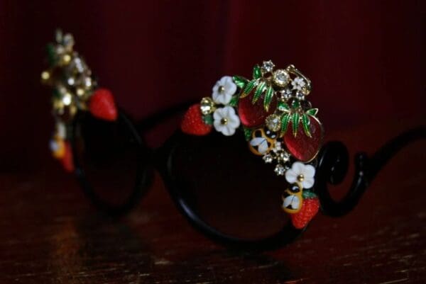 SOLD! 1909 Strawberry Baroque Bee Crystal Embellished Sunglasses - Image 5