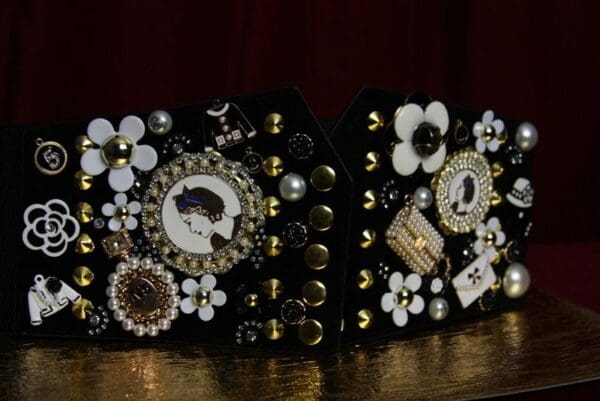 SOLD! 1911 Madam Coco Embellished Brooches Waist Corset Belt - Image 4