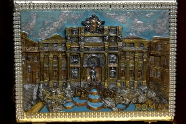 SOLD! 1912 Roma Revival 3 D Effect Piazza Navona Embellished Handbag - Image 9