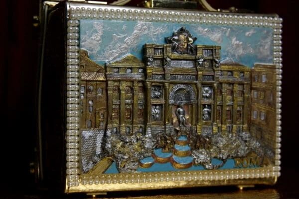 SOLD! 1912 Roma Revival 3 D Effect Piazza Navona Embellished Handbag - Image 8