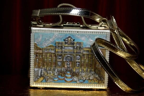 SOLD! 1912 Roma Revival 3 D Effect Piazza Navona Embellished Handbag - Image 6