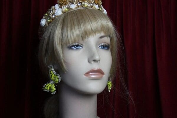 SOLD! Yellow Butterfly Enamel Stunning Studs - Image 2