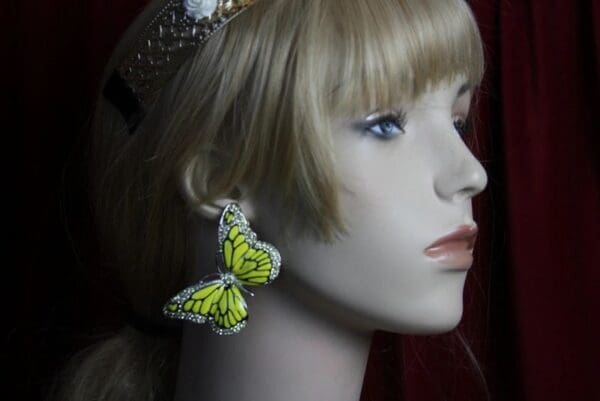 SOLD! Yellow Butterfly Enamel Stunning Studs - Image 3