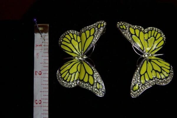 SOLD! Yellow Butterfly Enamel Stunning Studs - Image 4
