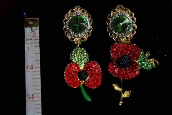 SOLD! 1918 Baroque Crystal Poppy Irregular Studs Earrings - Image 4