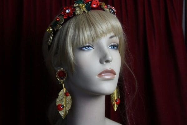 SOLD! 1919 Ladybug Metal Leaf Massive Studs Earrings - Image 2