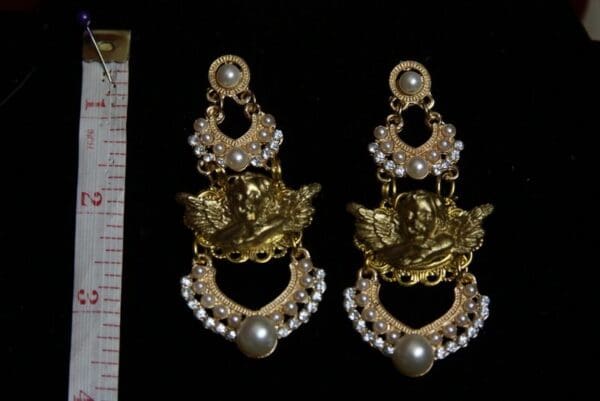 SOLD !1923 Pearl Baroque Cherub Stunning Earrings - Image 4