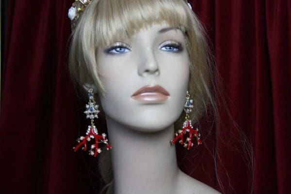 SOLD! 1924 Enamel Coral Reef Nautica Sea Studs Earrings - Image 3