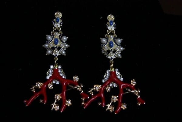 SOLD! 1924 Enamel Coral Reef Nautica Sea Studs Earrings - Image 4