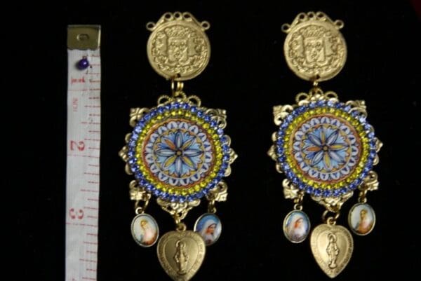 SOLD! 1930 Roman Coin Madonna Tile Print Earrings - Image 2