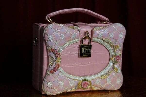 SOLD! 1936 Designer Inspired Sweet Cake Pink Trunk Handbag - Image 3