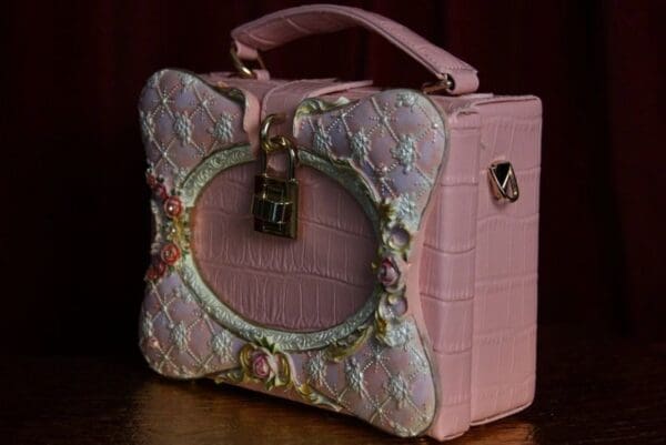 SOLD! 1936 Designer Inspired Sweet Cake Pink Trunk Handbag - Image 8