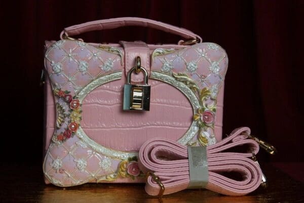 SOLD! 1936 Designer Inspired Sweet Cake Pink Trunk Handbag - Image 7