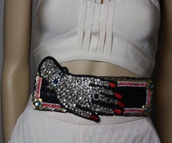 SOLD! 1940 Crystal Unusual Embellished Red crystal Waist Belt - Image 10