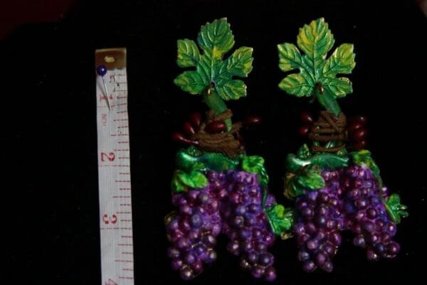 SOLD! 1945 Hand Painted Vivid Unusual Grape Earrings - Image 8