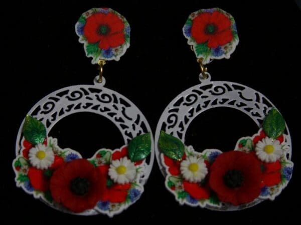 SOLD! 1951 Poppy Rounded Sicilian White Filigree Earrings - Image 5