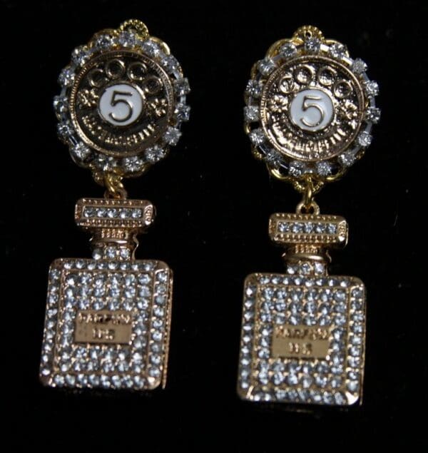 SOLD!1952 Madam Coco Perfume Bottle Crystal Earrings - Image 5