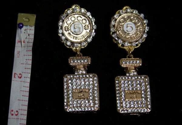 SOLD!1952 Madam Coco Perfume Bottle Crystal Earrings - Image 2