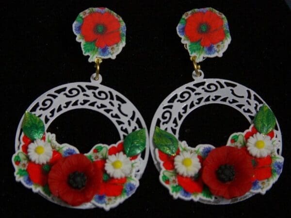 SOLD! 1951 Poppy Rounded Sicilian White Filigree Earrings