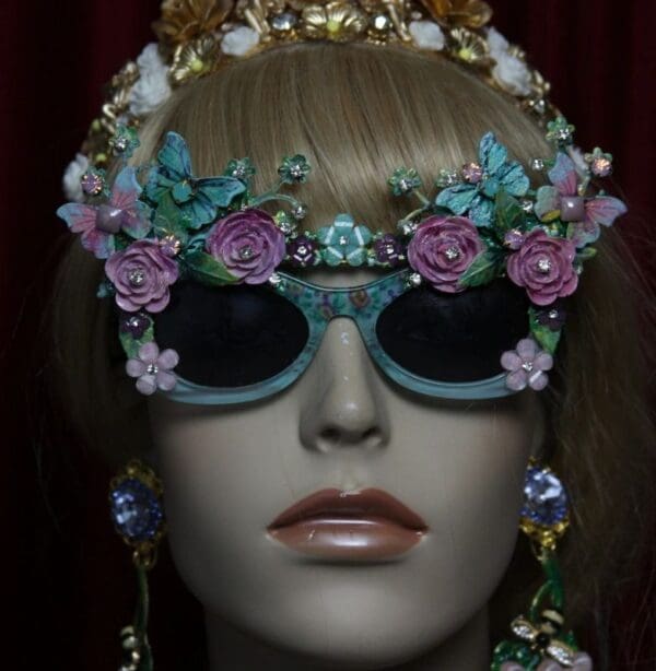 SOLD! 1959 Vivid Butterfly Hand Painted Flower Pastel Aqua Shades