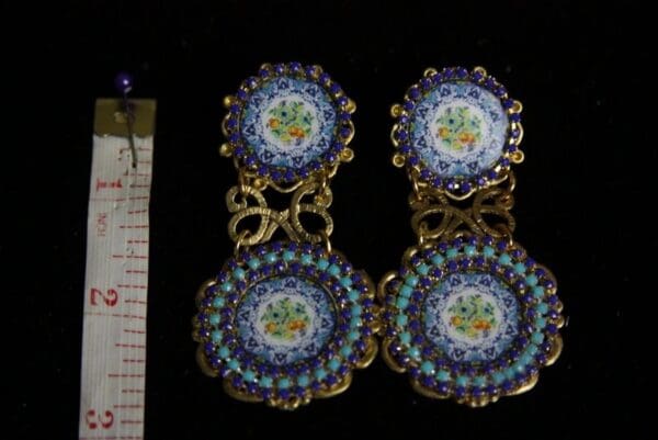 SOLD! 1992 Double Pleasure Cameo Italian Tile Print Earrings - Image 7