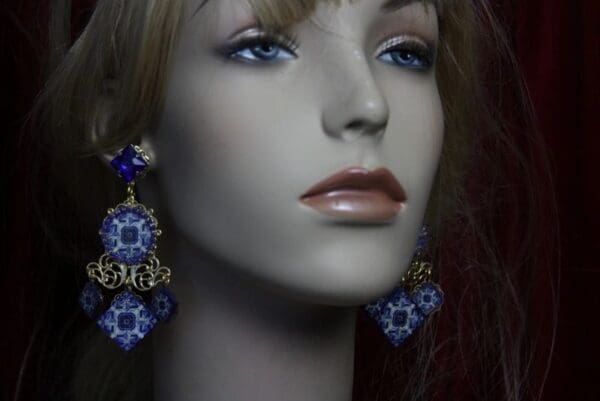 SOLD! 1993 Italian Mosaic Print Filigree Studs earrings - Image 5