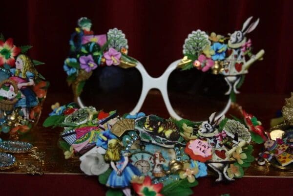 SOLD! 1997 Alice In Wonderland Fancy Embellished Sunglasses - Image 4