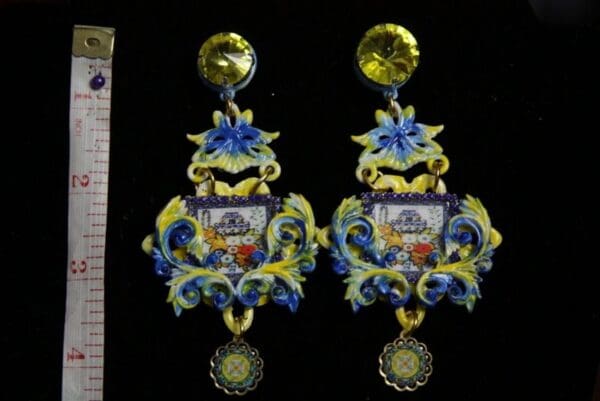 SOLD! 2004 Designer Inspired Italian Tile Curves Studs Earrings - Image 6