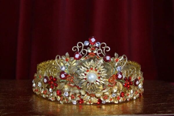 SOLD! 2025 Baroque Red Flower Gold Leaf Full Crown - Image 6