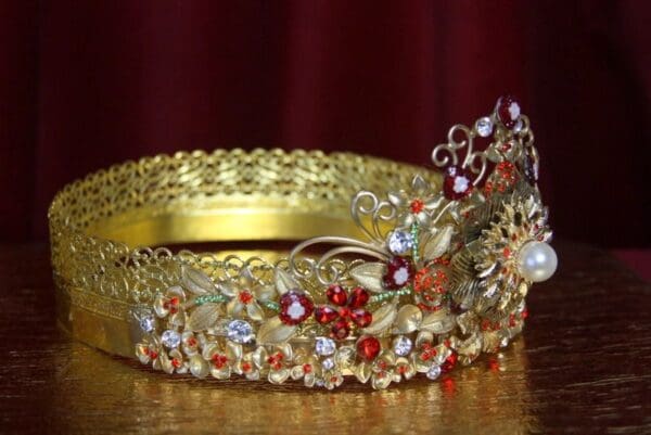 SOLD! 2025 Baroque Red Flower Gold Leaf Full Crown - Image 3