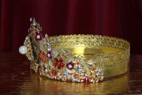 SOLD! 2025 Baroque Red Flower Gold Leaf Full Crown - Image 5