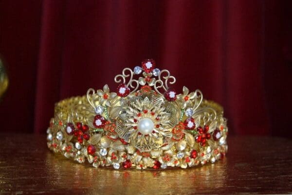 SOLD! 2025 Baroque Red Flower Gold Leaf Full Crown - Image 4