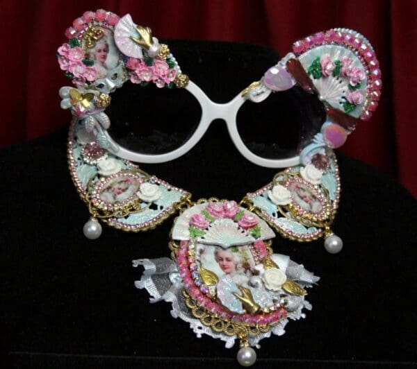 SOLD! 2032 Marie Antoinette Cameo Hand Painted Fan Sunglasses - Image 2