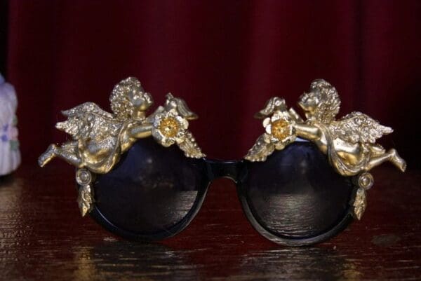 SOLD! 2035 Baroque Cherubs Flower Embellished Sunglasses - Image 3