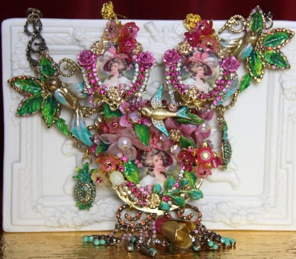 SOLD! 2045 Set Of Marie Antoinette Birds Stunning Necklace+ Earrings - Image 2