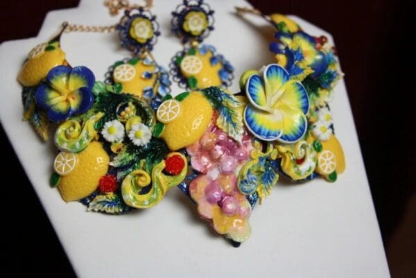 SOLD! 2118 Set Of Designer Inspired Hand Painted Tutti-Frutti NEcklace+ Earrings - Image 5