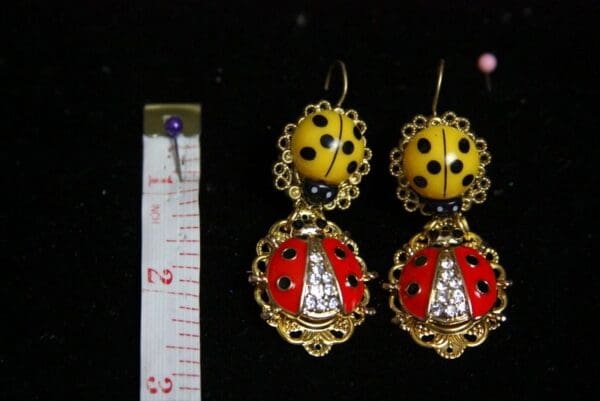 SOLD! 2123 Ladybug Baroque Elegant Earrings Studs - Image 2