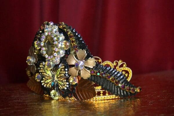 SOLD! 2130 Black Bronze Baroque Butterfly Crown Tiara - Image 7