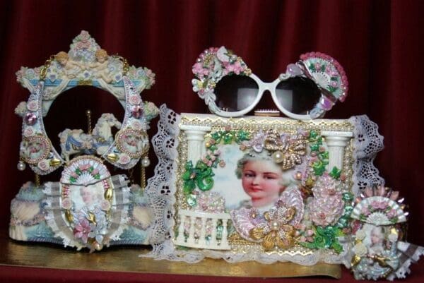 SOLD! 2166 Marie Antoinette GardenStunning Embellished Handbag Trunk - Image 3