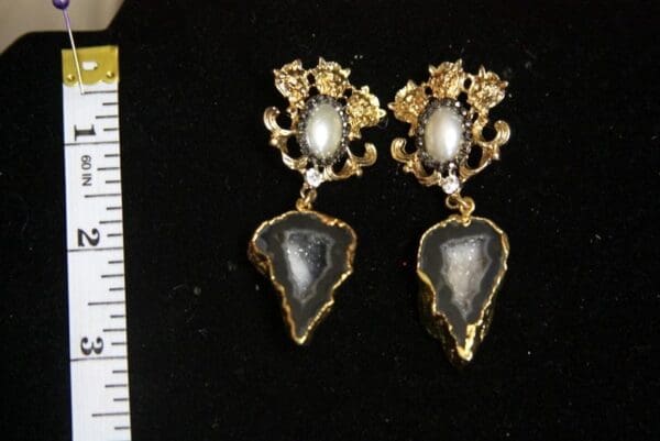 SOLD~ 2225 Genuine Druzy Agate Lions Studs Earrings - Image 2