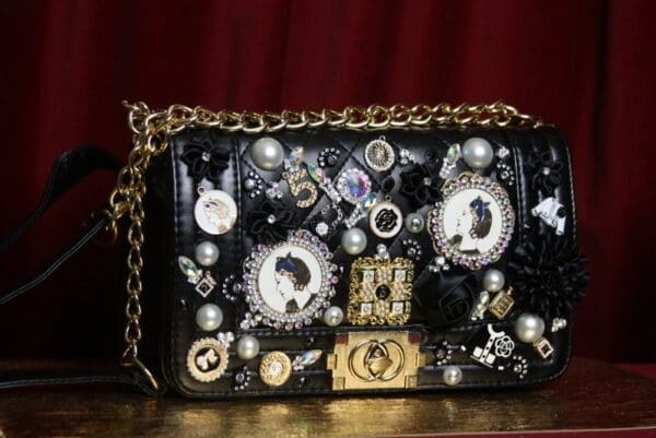 SOLD! 2240 Madam Coco Embellished Brooches Handbag - Image 2