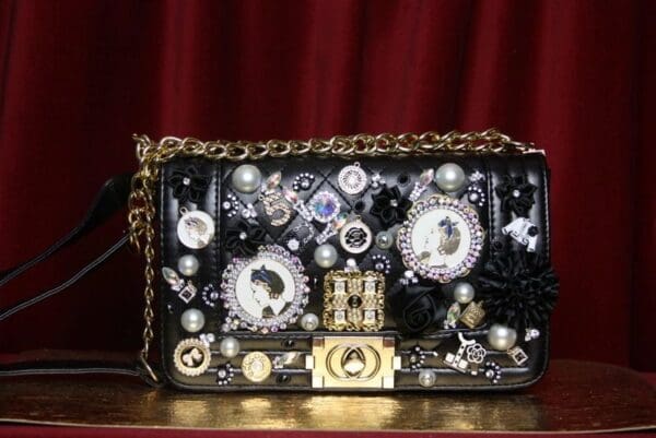 SOLD! 2240 Madam Coco Embellished Brooches Handbag - Image 6