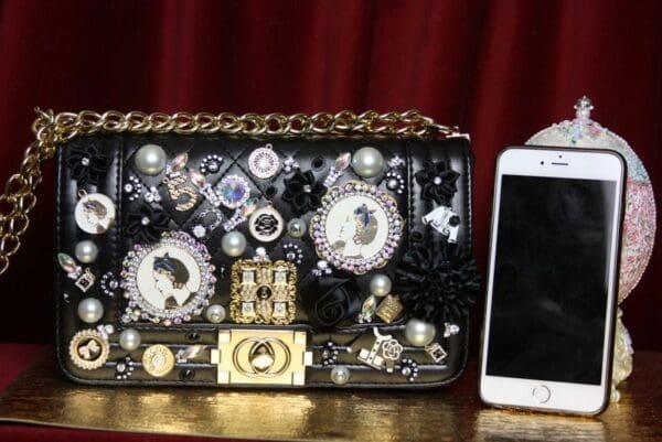 SOLD! 2240 Madam Coco Embellished Brooches Handbag - Image 3