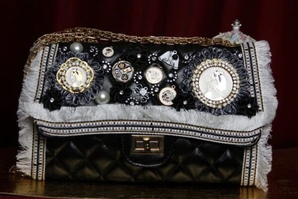SOLD!2241 Madam Coco Embellished Brooches Crossbody Handbag