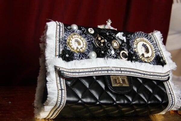 SOLD!2241 Madam Coco Embellished Brooches Crossbody Handbag - Image 2