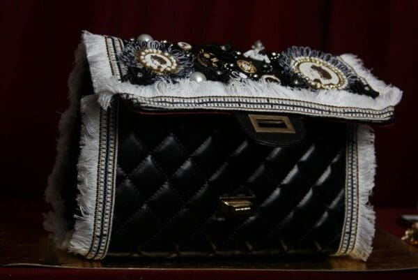 SOLD!2241 Madam Coco Embellished Brooches Crossbody Handbag - Image 6