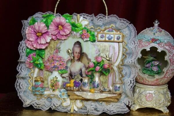 SOLD! 2242 Marie Antoinette 3D Effect Kitchen Hand Painted Purse Crossbody