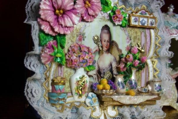 SOLD! 2242 Marie Antoinette 3D Effect Kitchen Hand Painted Purse Crossbody - Image 4